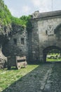 Courtyard of a medieval castle in Ukraine Royalty Free Stock Photo