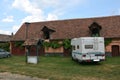 Courtyard of the medieval fortified church Cristian, Transylvania Royalty Free Stock Photo