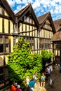 Courtyard of Medieval Hever Castle - home of Tudor and Anne Boleyn, Kent, UK