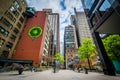 Courtyard and modern buildings in downtown Toronto, Ontario. Royalty Free Stock Photo