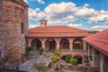 Great Meteora monastery - courtyard, Thessaly, Greece Royalty Free Stock Photo