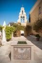 Courtyard of monastery in Paleokastritsa, Corfu, Greece