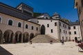 Courtyard of Montevergine Sanctuary with stairs Royalty Free Stock Photo