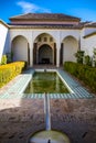 Courtyard at Moorish castle in Malaga Spain