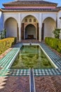 Courtyard at Moorish castle in Malaga Spain