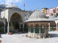 Courtyard with a fountain of a mosque to Istanbul in Turkey.