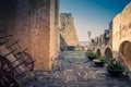 Courtyard old medieval castle Castello Ruffo, Scilla, Italy Royalty Free Stock Photo