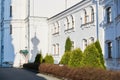 Courtyard of an old orthodox monastery with junipers Royalty Free Stock Photo