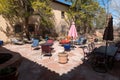 Patio, historic hotel in Winslow, Arizona Royalty Free Stock Photo