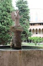 The courtyard of the Pedralbes Monastery in Barcelona in the style of the Catalan Gothic. Royalty Free Stock Photo