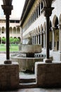 The courtyard of the Pedralbes Monastery in Barcelona in the style of the Catalan Gothic. Royalty Free Stock Photo