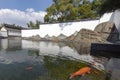 Courtyard with pond and fish in suzhou museum