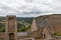 Courtyard ruin medieval castle Bourscheid in Luxembourg