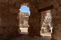 The courtyard ruins of the palace of King Herod - Herodion in the Judean Desert, in Israel