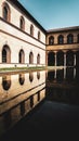 In the courtyard of the Sforza castle