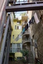 Courtyard of shabby apartment building