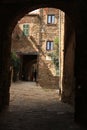 Courtyard and streets covered with vaults in the village