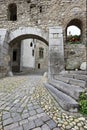 In the courtyard of swiss Chillon castle Royalty Free Stock Photo