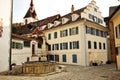 Courtyard with typical swiss houses in Bremgarten, Aargau, Switzerland