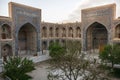 Courtyard of Ulugbek Madrasah on Registan Square in Samarkand, U Royalty Free Stock Photo