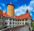 Courtyard of Veveri castle in Czech republic Royalty Free Stock Photo