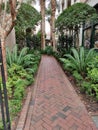 courtyard walkway with beautiful landscape