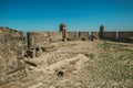 Courtyard with walls and rusty cannon at the Marvao Castle Royalty Free Stock Photo