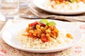 Cous-cous with chickpea and vegetable stew Royalty Free Stock Photo