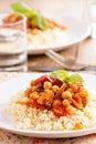 Cous-cous with chickpea and vegetable stew
