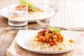 Cous-cous with chickpea and vegetable stew Royalty Free Stock Photo