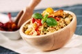 CousCous Bowl whit Meat and Mixed Grilled Vegetables