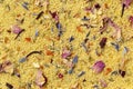 Couscous with dried flowers full frame close up