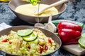 Couscous with grilled chicken meat and vegetables Royalty Free Stock Photo