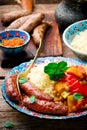 Couscous and Merguez Sausages Royalty Free Stock Photo