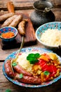 Couscous and Merguez Sausages Royalty Free Stock Photo
