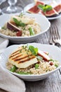 Couscous salad with green beans and cheese Royalty Free Stock Photo