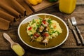 Couscous with vegetables and chicken skewer Royalty Free Stock Photo
