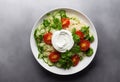 couscous and vegetables salad with feta cheese in white bowl Royalty Free Stock Photo