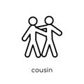 cousin icon. Trendy modern flat linear vector cousin icon on white background from thin line family relations collection