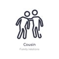 cousin outline icon. isolated line vector illustration from family relations collection. editable thin stroke cousin icon on white