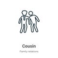 Cousin outline vector icon. Thin line black cousin icon, flat vector simple element illustration from editable family relations