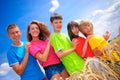 Cousins in wheat field Royalty Free Stock Photo