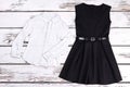 Couture black retro dress, blouse.