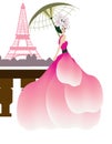 Couture woman at the Eiffel tower Royalty Free Stock Photo