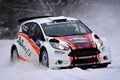 COVASNA, ROMANIA - January 16: Unknown pilots competing in Winter Rally Covasna 2016 on January 16, in Covasna, Romanaia