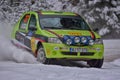 COVASNA, ROMANIA - January 16: Unknown pilots competing in Winter Rally Covasna 2016