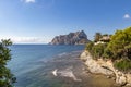 cove in Calpe. rock of penon ifach in the background Royalty Free Stock Photo