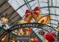 Covent garden apple market Christmas decorations Royalty Free Stock Photo