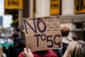 COVENT GARDEN, LONDON/ENGLAND- 17 October 2020: Protester with a `NO TO 5G` sign at the March For Freedom rally Royalty Free Stock Photo