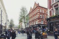 Covent Garden, a popular shopping and tourist site with historical buildings, theatres and entertainment facilities in London